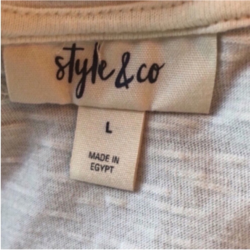 Style & Co Cream and Multi-Colored Striped Tee - Picture 7 of 8